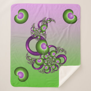 Lief Roze Groen Hart Modern Abstract Fractal Sherpa Deken