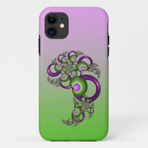 Lief Roze Groen Harten Modern Abstract Fractal Case-Mate iPhone Case