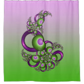 Lief Roze Groen Harten Modern Abstract Fractal Douchegordijn (Voorkant)