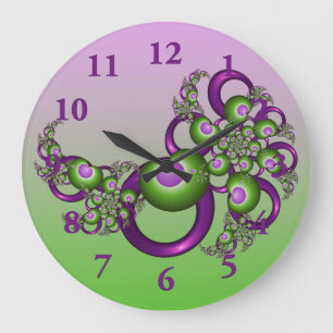 Lief Roze Groen Harten Modern Abstract Fractal Grote Klok