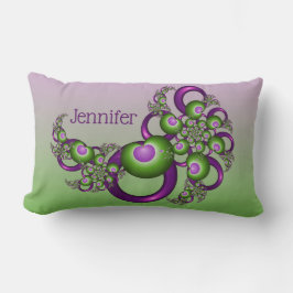 Lief Roze Groene Harten Abstract Fractal Naam Kussen