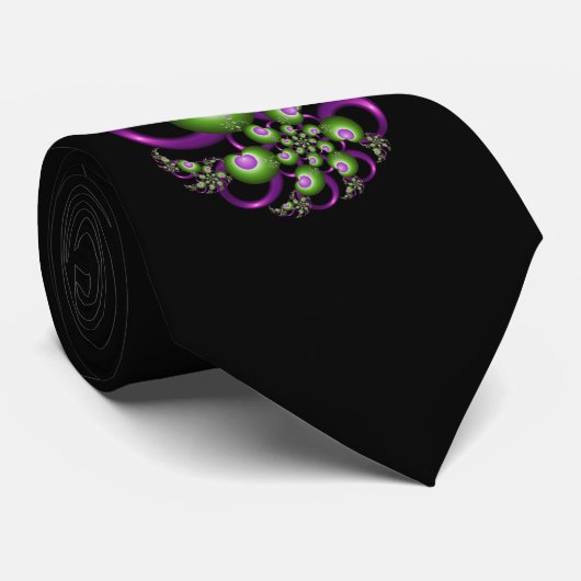 Lief Roze Groene Harten Modern Abstract Fractal Stropdas (Opgerold)