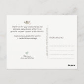 Lief roze waslijn | Baby Shower Bedankt Briefkaart (Achterkant)