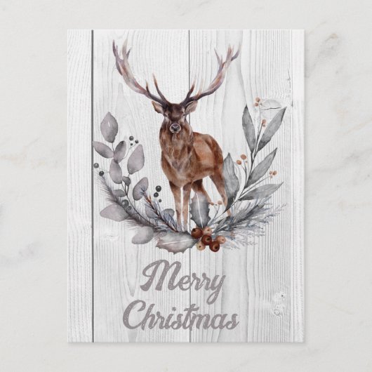 Lief rustiek Herten Vrolijk Kerstfeest Briefkaart (Voorkant)