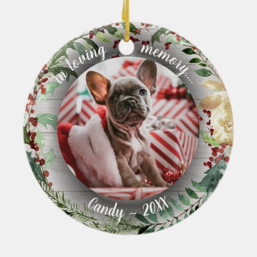 Lief Rustiek Hondenhuisdierherdenking Aangepaste F Keramisch Ornament (Achterkant)