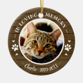 Lief Rustiek Kat Dier Herdenking Aangepaste Foto Keramisch Ornament (Voorkant)