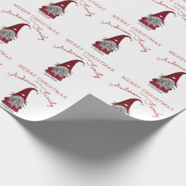 Lief Rustiek Prettig Kerstmis Familie Kabouter Thu Cadeaupapier