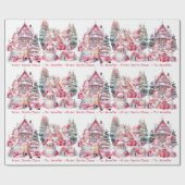 Lief Santa Land in roze meisjesnaam Kerstmis Cadeaupapier (Vlak)