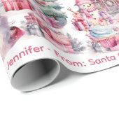Lief Santa Land in roze meisjesnaam Kerstmis Cadeaupapier (Rol Hoek)