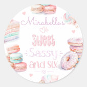 Lief sassy en zes pastel verjaardag ronde sticker (Voorkant)