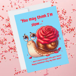 Lief Schattig Grappig Bericht Bloem Slak Valentijn Feestdagenkaart