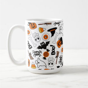Lief Schattig Halloween Zwart en Oranje Koffiemok