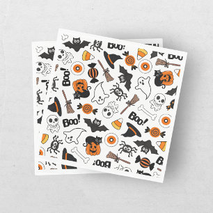 Lief Schattig Halloween Zwart en Oranje Servet