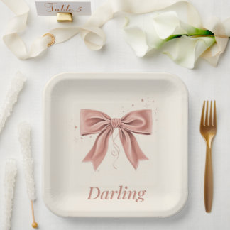 Lief schattig roze strik Coquette esthetisch papie Papieren Bordje