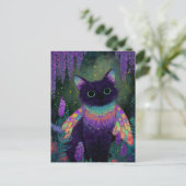 Lief schattige zwarte kat fee briefkaart (Staand voorkant)