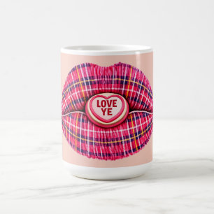 Lief Schotse Tartan Kus Lippen Schotland roze Koffiemok
