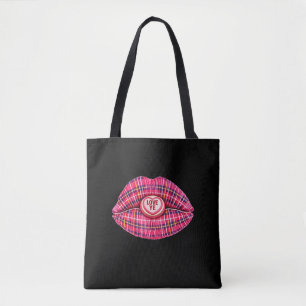 Lief Schotse Tartan Kus Lippen Schotland roze Tote Bag