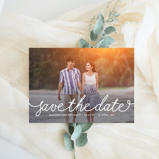 Lief script bewerkbare kleur save the date kaart