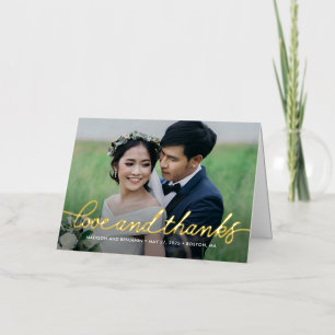 Lief script FOIL gevouwen foto bedankkaart Folie Wenskaart