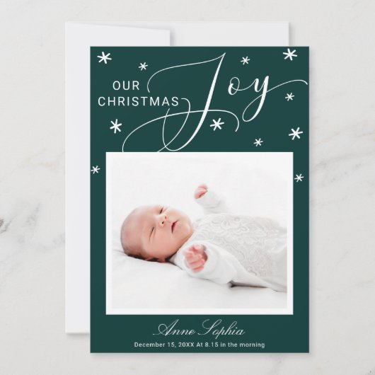 Lief script foto kerst geboorteaankondiging feestdagenkaart (Voorkant)