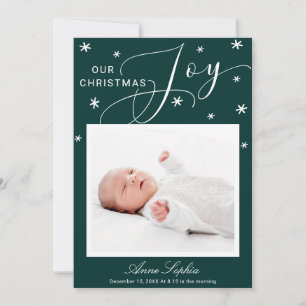 Lief script foto kerst geboorteaankondiging feestdagenkaart