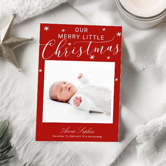 Lief script foto Kerstmis geboorteaankondiging Feestdagenkaart