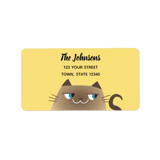 Lief Siamese Kat Retouradres Etiket (Voorkant)