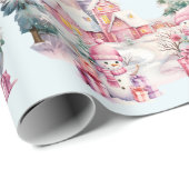 Lief Sneeuwmannen in Pastels Voeg meisjesnaam Kers Cadeaupapier (Rol Hoek)