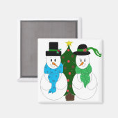 Lief sneeuwmannenpaar magneet (Voorkant / Achterkant)