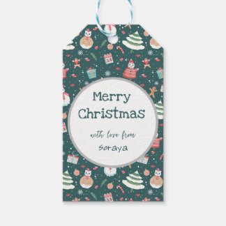 Lief Sneeuwmannetje Kerstpatroon Cadeaulabel