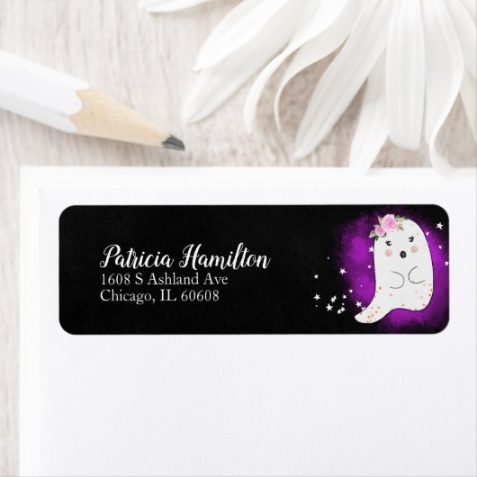 Lief spook Halloween baby shower label (Insitu)