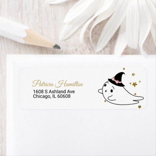 Lief spook Halloween baby shower label (Insitu)