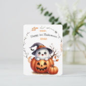 Lief spook pompoen Halloween Feestdagenkaart (Staand voorkant)