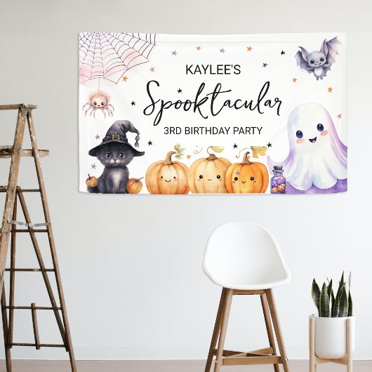 Lief spookachtig verjaardagsfeestje spandoek