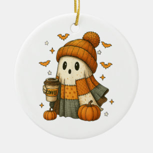Lief spookje drinkt koffie Halloween Keramisch Ornament