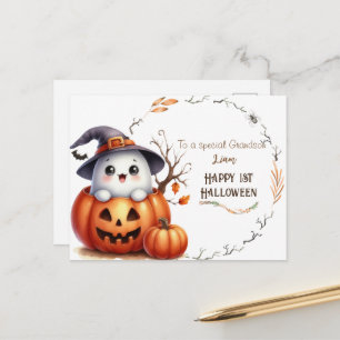 Lief spookpompoen Halloween Feestdagenkaart