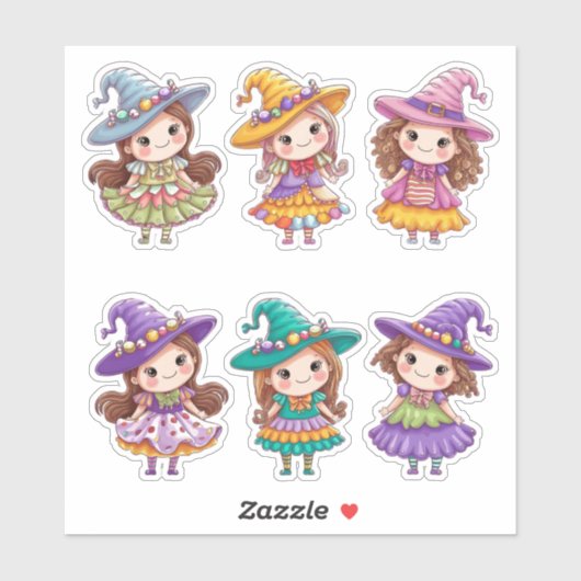 Lief stickerblad met heksen voor Halloween Sticker (Vel)