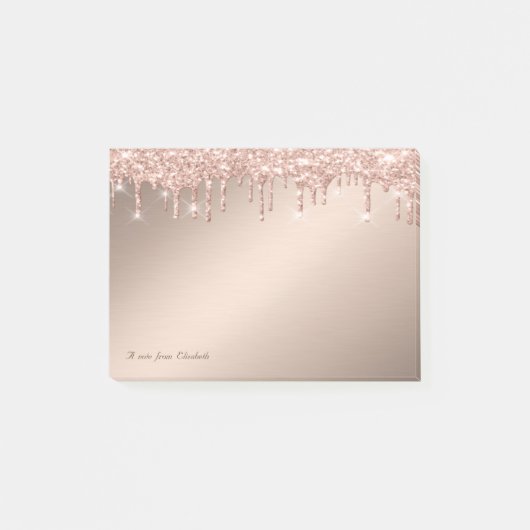 Lief Stijlvol Elegant Roze Gouden Glitterdruppels Post-it® Notes (Voorkant)