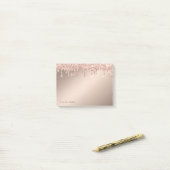 Lief Stijlvol Elegant Roze Gouden Glitterdruppels Post-it® Notes (Op bureau)