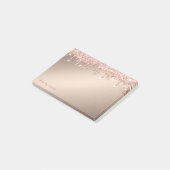Lief Stijlvol Elegant Roze Gouden Glitterdruppels Post-it® Notes (Schuin)