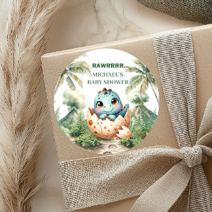 Lief Teggels Voor Een Dino Baby Shower Die Binnenk Ronde Sticker