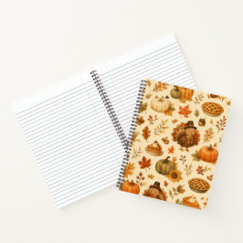 Lief Thanksgiving-waterverfpatroon met kalkoenen Notitieboek