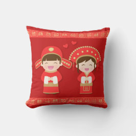 Lief traditioneel Chinees koppel trouwdecoratie Kussen