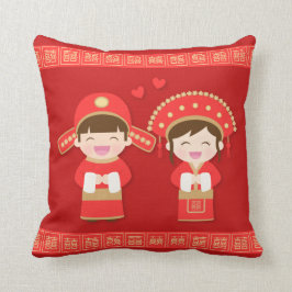 Lief traditioneel Chinees koppel trouwdecoratie Kussen