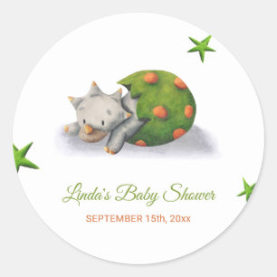 Lief Triceratops Dinosaur Uitbroedende Baby Shower Ronde Sticker