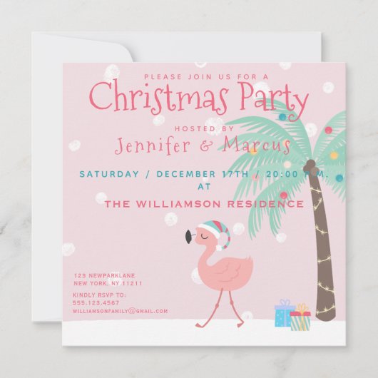 Lief Tropisch Santa Flamingo Kerstfeest Kaart (Voorkant)