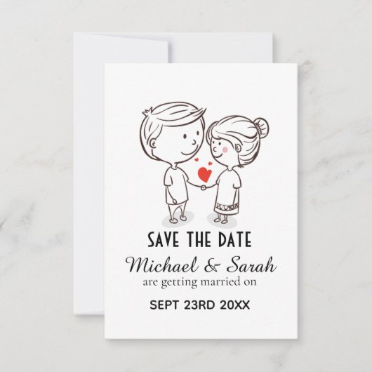 Lief Trouwer Paar Tekening Save the Date Trouwen (Voorkant)