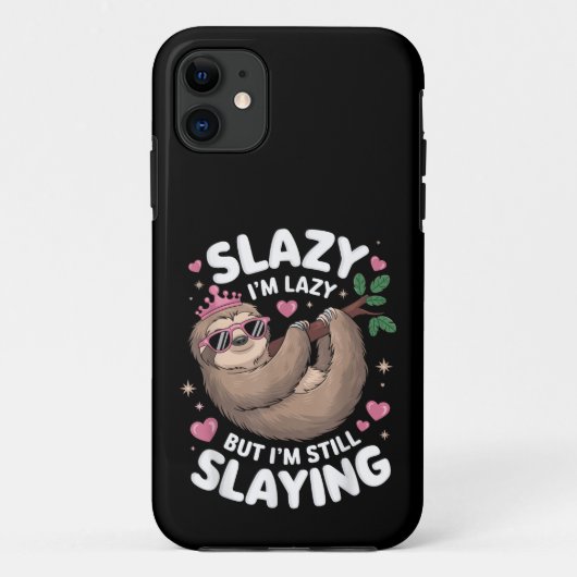 Lief Tussenmeisje Grappig Dier Luiaard Slay Meme T Case-Mate iPhone Case (Achterkant)