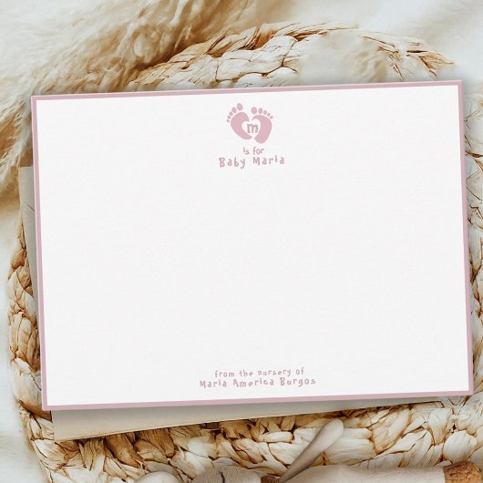 Lief uit de kinderkamer van Pink Monogram Notitiekaartje