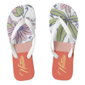 Lief uniek monogram cadeau Mode bloemendesign Roze Teenslippers (Voetbed)